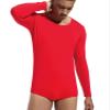 Landofgenie Men One Piece Bodysuit Long Sleeve Onesie Pajamas Tops Cotton Romper Red L view 4