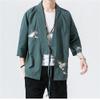 Bollrllr 2024 Men's Embroidered Haori Kimono Harajuku Large Size Cardigan Yukata Asian Style Clothing Navy1 4XL 86 to 91kg view 2