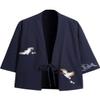 Bollrllr 2024 Men's Embroidered Haori Kimono Harajuku Large Size Cardigan Yukata Asian Style Clothing Navy1 L 55 to 62kg view 1