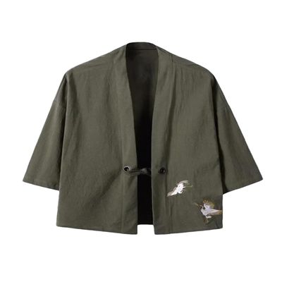 Bollrllr 2024 Men's Embroidered Haori Kimono Harajuku Large Size Cardigan Yukata Asian Style Clothing EN8 3XL 79 to 85kg