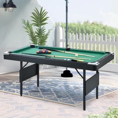 5.3 ft Portable Pool Table, Billiard Tables, Foldable Mesa De Billar para Space-Saving with Billiard Complete Set of Accessories, Indoor or Outdoor Pool Table (Green+Blak)