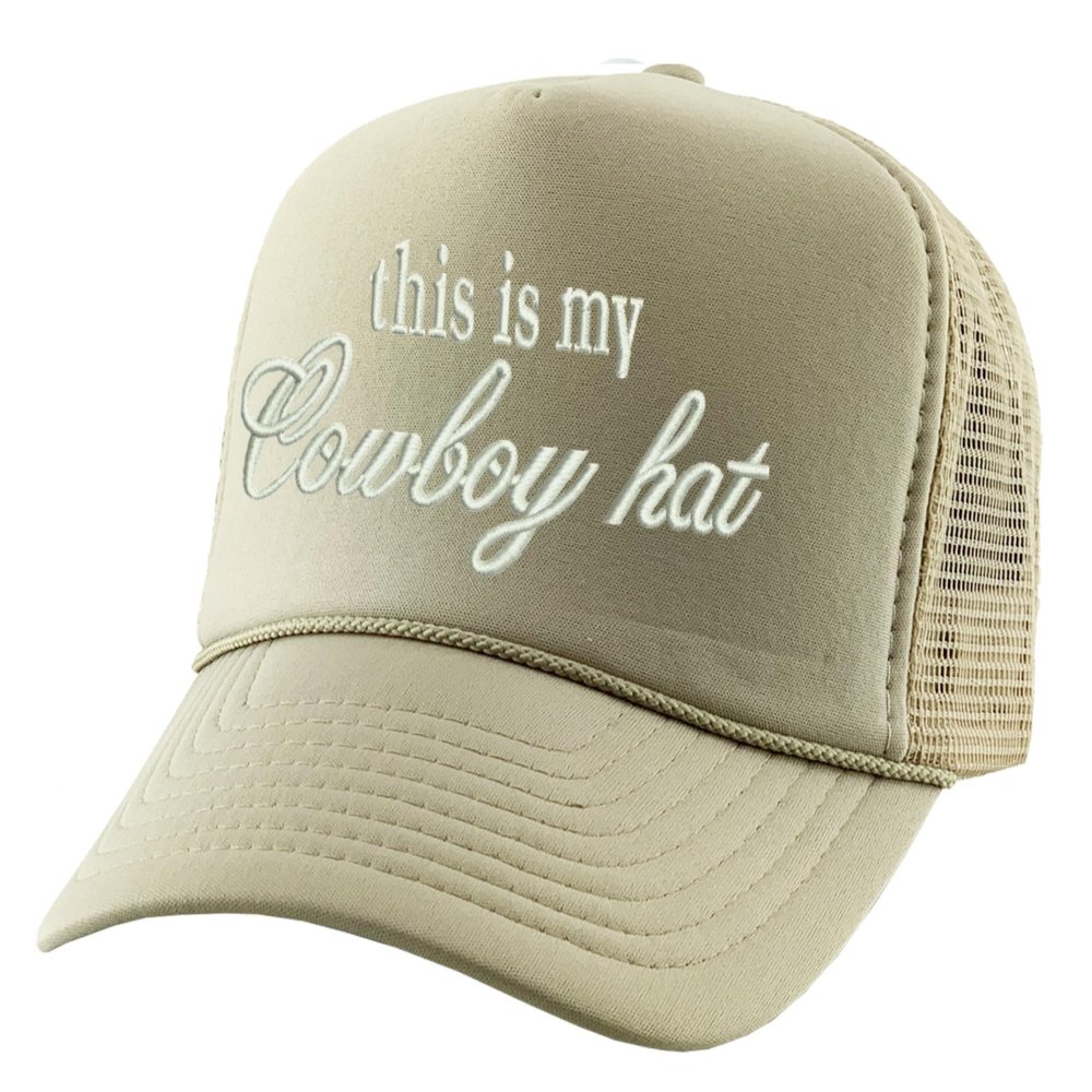ALLNTRENDS This is My Cowboy Hat Embroidered Trucker Hat Funny Western Snapback Cap (Khaki)