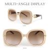 Bsreyeop Fashion Oversized Square Women and Men Sunglasses Vintage Hollow Luxury Sun Glasses UV400 Gradient Shades(Beige Frame/Gradient Brown Lens M1) view 4