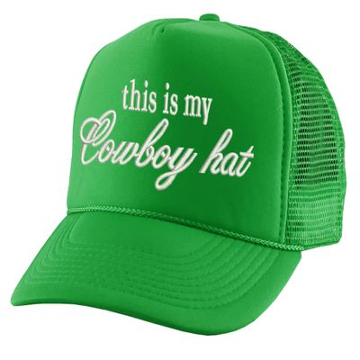 ALLNTRENDS This is My Cowboy Hat Embroidered Trucker Hat Funny Western Snapback Cap (Irish Green)