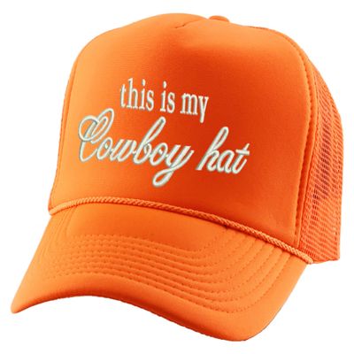 ALLNTRENDS This is My Cowboy Hat Embroidered Trucker Hat Funny Western Snapback Cap (Neon Orange)
