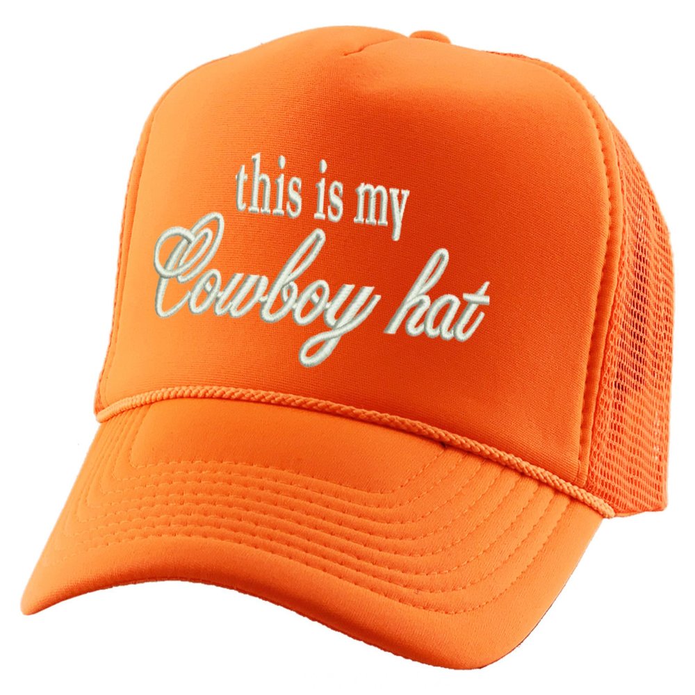 ALLNTRENDS This is My Cowboy Hat Embroidered Trucker Hat Funny Western Snapback Cap (Neon Orange)