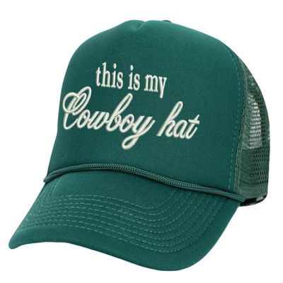 ALLNTRENDS This is My Cowboy Hat Embroidered Trucker Hat Funny Western Snapback Cap (Dark Green)