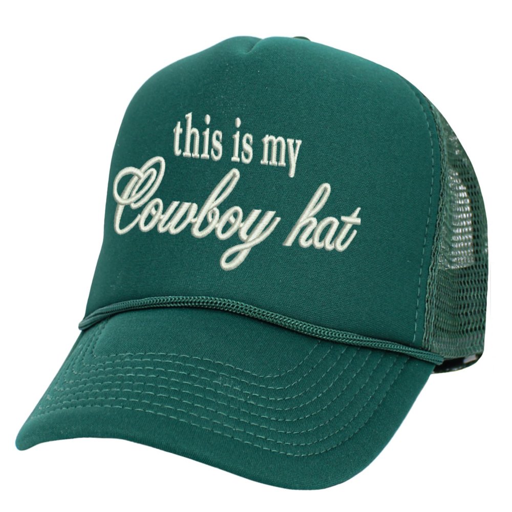 ALLNTRENDS This is My Cowboy Hat Embroidered Trucker Hat Funny Western Snapback Cap (Dark Green)