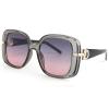 Bsreyeop Fashion Oversized Square Women and Men Sunglasses Vintage Hollow Luxury Sun Glasses UV400 Gradient Shades(Transparent Gray Frame/Gray Pink Lens M7) view 1