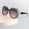Bsreyeop Fashion Oversized Square Women and Men Sunglasses Vintage Hollow Luxury Sun Glasses UV400 Gradient Shades(Transparent Gray Frame/Gray Pink Lens M7) view 4