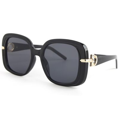 Bsreyeop Fashion Oversized Square Women and Men Sunglasses Vintage Hollow Luxury Sun Glasses UV400 Gradient Shades(Black Frame/Gray M5)