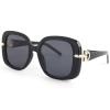 Bsreyeop Fashion Oversized Square Women and Men Sunglasses Vintage Hollow Luxury Sun Glasses UV400 Gradient Shades(Black Frame/Gray M5) view 1