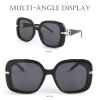 Bsreyeop Fashion Oversized Square Women and Men Sunglasses Vintage Hollow Luxury Sun Glasses UV400 Gradient Shades(Black Frame/Gray M5) view 4