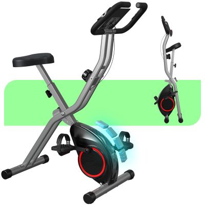 Lightweight 33LB Foldable Exercise Bike for Small Apartments, Stationary Bikes for Home Workout, Indoor Portable Cycling Bike with 16-Level Magnetic Resistance, 260LBS Capacity, 5.5 LBS Flywheel