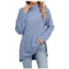 Akklian Women's Turtleneck Oversized Sweaters 2024 Fall Winter Long Sleeve Slit Hem Tunic Pullover Sweater Knit Tops Trendy Light Blue view 1