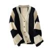 Akklian Women's Long Sleeve Color Block Chunky Crochet Knitted Oversized Sweater Cardigans for Women 2024 Drop Shoulder Tops view 1