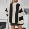 Akklian Women's Long Sleeve Color Block Chunky Crochet Knitted Oversized Sweater Cardigans for Women 2024 Drop Shoulder Tops view 3