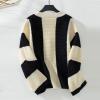 Akklian Women's Long Sleeve Color Block Chunky Crochet Knitted Oversized Sweater Cardigans for Women 2024 Drop Shoulder Tops view 4