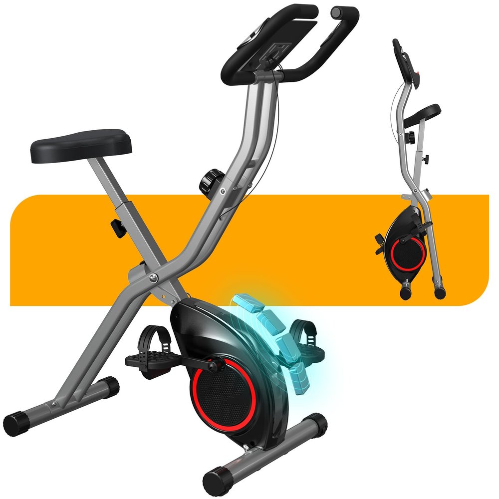 LINBOLUSA Foldable Exercise Bike for Seniors, Indoor 5 IN 1 Stationary Bike with 16-Level Magnetic Resistance and Tri-Position Ride, 260LBS Capacity, 5.5 LBS Flywheel, Designed for Home Workout 816
