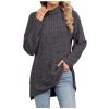 Akklian Women's Turtleneck Oversized Sweaters 2024 Fall Winter Long Sleeve Slit Hem Tunic Pullover Sweater Knit Tops Trendy Dark Gray view 1