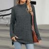 Akklian womens fashion Women's Turtleneck Oversized Sweaters 2024 Fall Winter Long Sleeve Slit Hem Tunic Pullover Sweater Knit Tops Trendy Army Green view 3