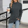 Akklian womens fashion Women's Turtleneck Oversized Sweaters 2024 Fall Winter Long Sleeve Slit Hem Tunic Pullover Sweater Knit Tops Trendy Army Green view 4