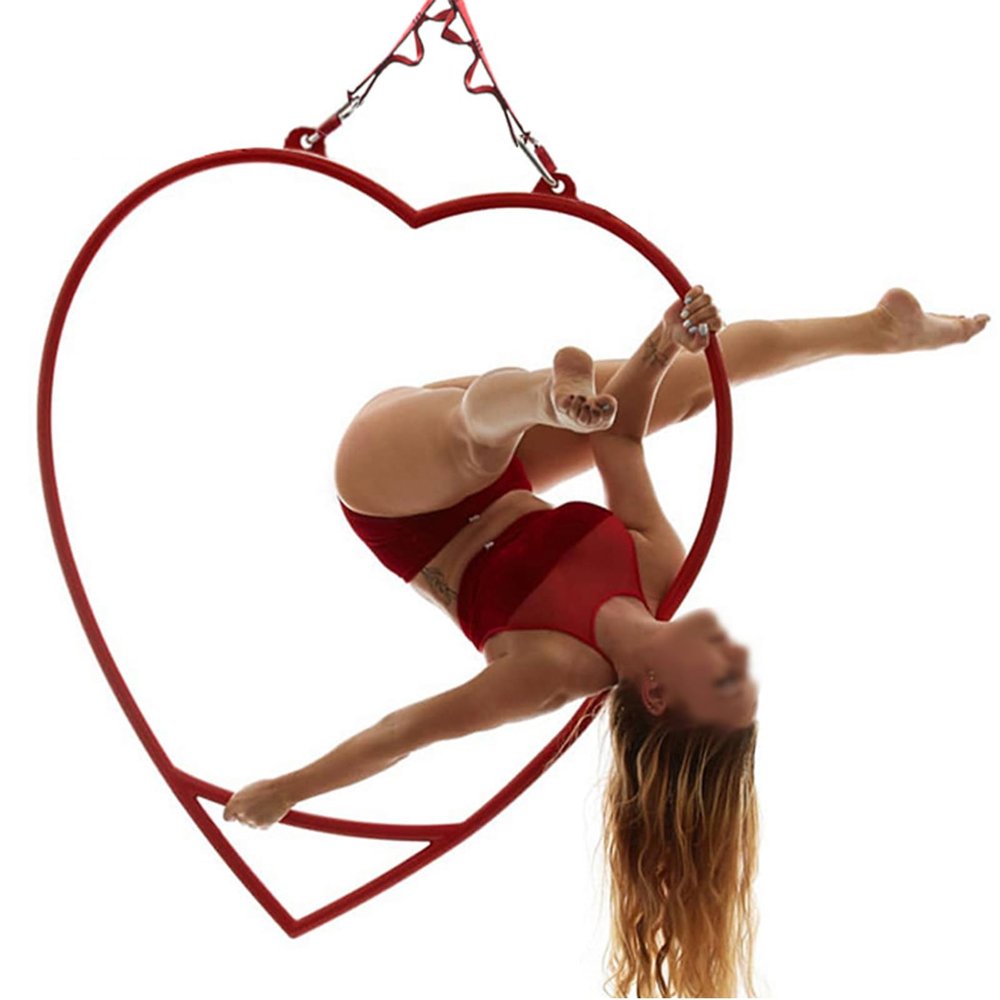 Aerial Hoop, Lyra Hoop, Heart Shape Spinning Yoga Hoop Complete Lyra Aerial Hoop Kit -Aerial Rings Acrobatics Equipment