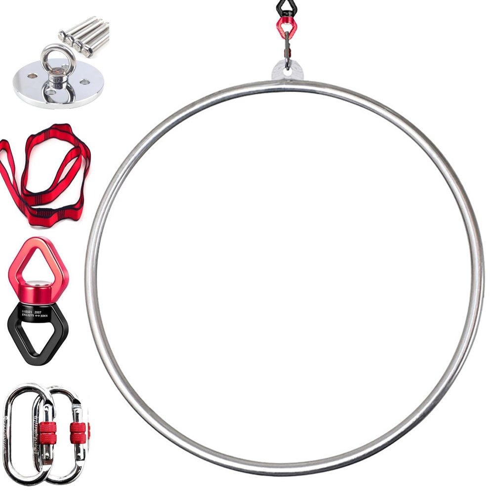 Lyra Hoop Aerial Hoop Set with Rigging Hardware Aerial Fitness Single Stainless Steel Hoop Circus Hoop Great for Dancing Studio(Size:95cm(37.5in),Color:3.2cm)