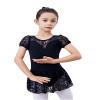 Avrigirl Lace Black Dance Leotards for Girls, Skirted Ballet Costumes for Performance