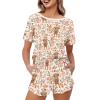 Reanaysto Highland Cow Pajama Shorts Set for Women Pajamas Set Short Sleeve Top and Pant with Pockets Casual Loungewear 2 Piece Outfits Woman Sleepwear Pj Lounge Pullover Nightwear view 1