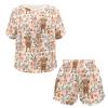Reanaysto Highland Cow Pajama Shorts Set for Women Pajamas Set Short Sleeve Top and Pant with Pockets Casual Loungewear 2 Piece Outfits Woman Sleepwear Pj Lounge Pullover Nightwear view 4