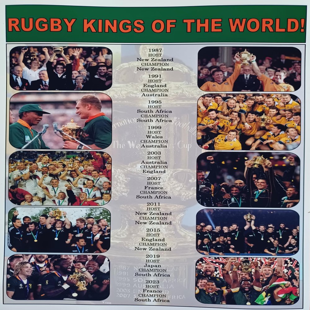 Assorted Rugby Union World Cup winners 1987-2023 - souvenir print