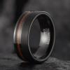 SOXEMAN 8mm Wide Men's Tungsten Wedding Band, Dual-Section Design with Wood Grain Channel & Brushed Finish | Black & Brown | Size 10 view 3