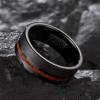 SOXEMAN 8mm Wide Men's Tungsten Wedding Band, Dual-Section Design with Wood Grain Channel & Brushed Finish | Black & Brown | Size 10 view 4