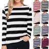 2024 Trendy Striped T-Shirt for Women Long Sleeve Crewneck Color Block Pullover Tops Casual Loose Workout Shirt Tunic view 4