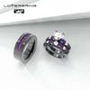 Couple Ring Bridal Set His Hers Black Gold Plated White Heart Blue Sapphire CZ Titanium steel Wedding Ring Band Set view 2