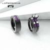 Couple Ring Bridal Set His Hers Black Gold Plated White Heart Blue Sapphire CZ Titanium steel Wedding Ring Band Set view 3