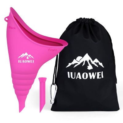 IUAOWEI Female Urination Device, Reusable Silicone Female Urinal, Pee Funnel for Women, for Travel, Camping, Boating, Outdoor, Hiking (Rose red)