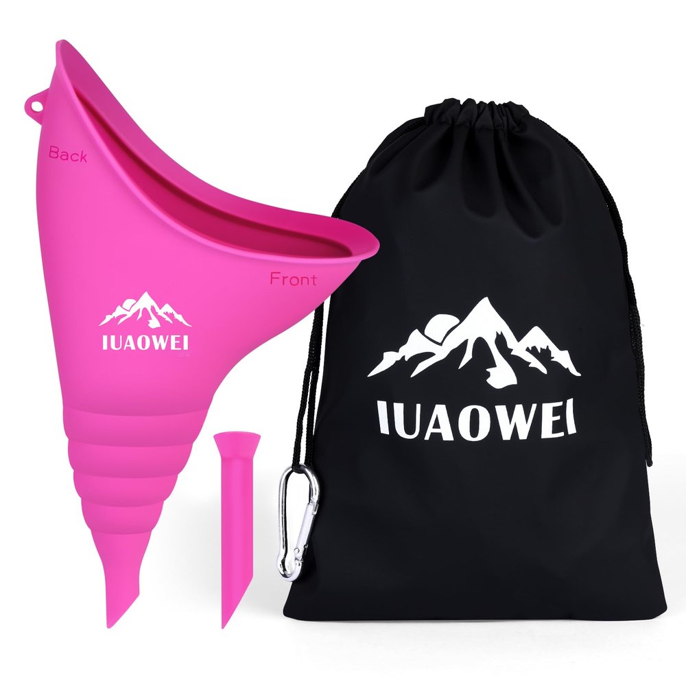 IUAOWEI Female Urination Device, Reusable Silicone Female Urinal, Pee Funnel for Women, for Travel, Camping, Boating, Outdoor, Hiking (Rose red)
