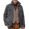 GOKKILRW Mens Casual Sweat Jackets with Pockets Cargo Bombor Coats Button Down Vintage Sweatshirts Outwear Fall Lightweight Comfy Outcoat Work Jackets Tops Dark Gray view 2