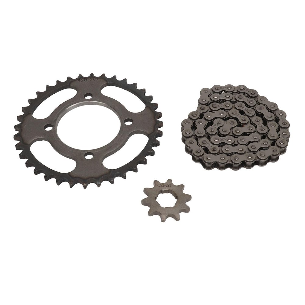 420 Steel Chain Sprocket Set 10T Front 36T Rear for DIY Scooters and Motorcycles with 60 Link Drive Chain, Enhanced Durability, Easy Installation, Wide Compatibility,