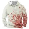 GOKKILRW Halloween Sweatshirts Men Graphic Hoodie Bloody Printed Scary Shirts Hooded Long Sleeve Pocket Casual Pullover Tops Khaki view 1