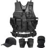 VPZenar Airsoft Tactical Vest with Mesh, Detachable Holster and Belt, Black, Lightweight, Sports Training Plate, Includes Cap, Gloves, Balaclava view 1