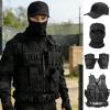 VPZenar Airsoft Tactical Vest with Mesh, Detachable Holster and Belt, Black, Lightweight, Sports Training Plate, Includes Cap, Gloves, Balaclava view 2