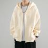 GOKKILRW Zip Up Sweatshirt Coat Men Casual Plain Color Hoodies Fall Winter Teen Boy Hooded Jackets Bomber Track Shirts Outwear Outdoor Hiking Jogging Sweat Shirt Beige view 2