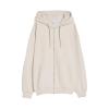 GOKKILRW Zip Up Sweatshirt Coat Men Casual Plain Color Hoodies Fall Winter Teen Boy Hooded Jackets Bomber Track Shirts Outwear Outdoor Hiking Jogging Sweat Shirt Beige view 3