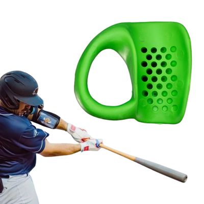 Left Hand - Launchpad Baseball Thumb Guard and Swing Trainer, Unique Bat-Shaped Channel, Protects Against Bat Sting, Improves Grip and Control, for Youth and Pro Hitters (Green)