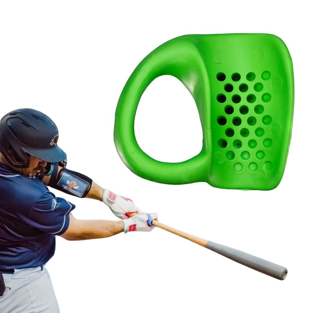 Left Hand - Launchpad Baseball Thumb Guard and Swing Trainer, Unique Bat-Shaped Channel, Protects Against Bat Sting, Improves Grip and Control, for Youth and Pro Hitters (Green)