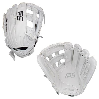 SSK FP5 Fastpitch Softball Glove Infield - Outfield - Pitcher 11.5-11.75-12-12.25-12.5-12.75-13 Right & Left Hand Throw (White-H Web, 13" - Left Hand Throw)
