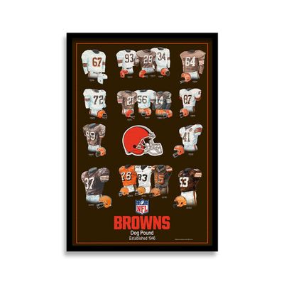 Sporticulture NFL Football Wall Art Print Framed - Cleveland Browns Poster TTeam Uniform Heritage Jersey Wall Decor - NFL Football Posters for Boys Bedroom & Decorations for Man Cave, 19.5x25